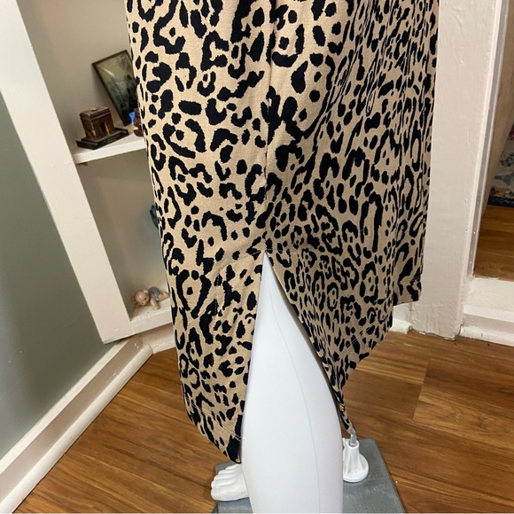 Chico's Sz 2 Leopard Dress Cheetah Midi Shift Animal Print 12/14 - Picture 9 of 13